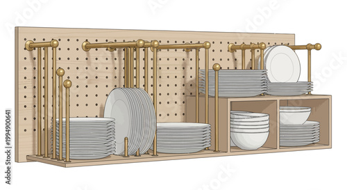 Organized kitchen: modern plate and bowl wall storage solution