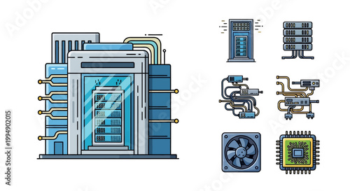 Computer hardware components and circuits.