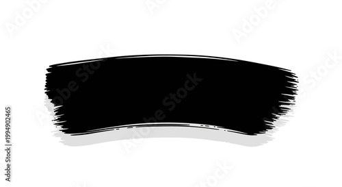 Artistic brush stroke banner with grunge black paint on white background