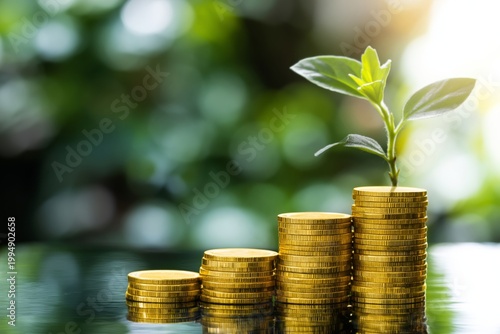 Money and Plant Grow Side by Side in a Financial Concept at a Business Setting