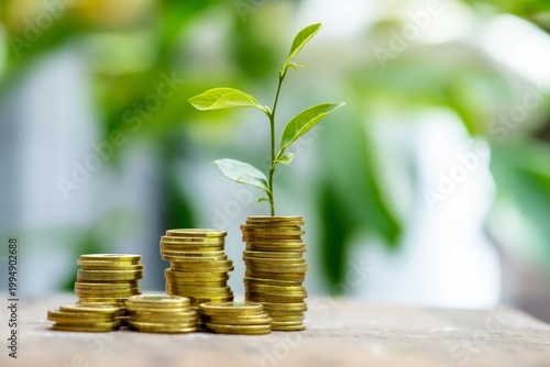 Growth of a Plant in Stacks of Coins Shows Connection Between Finance and Nat...