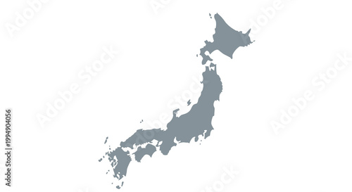A grayscale silhouette depicts the geographical shape of japan showcasing its islands and coastline high quality professional detailed
