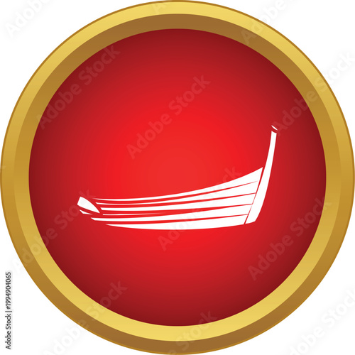 Gondola boat icon, representing venetian water transport and tourism in italy
