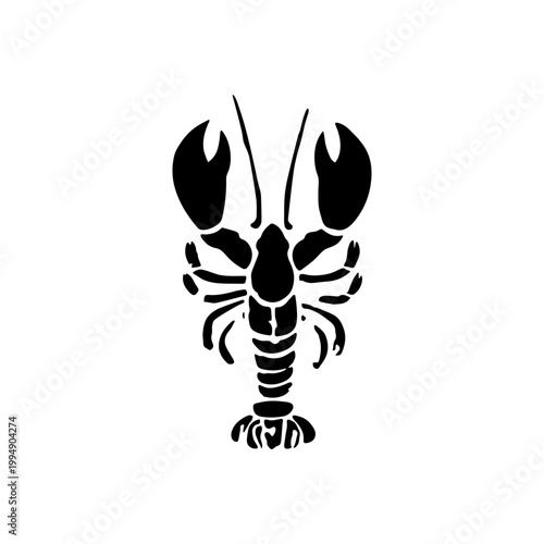 Lobster Silhouette Black Minimal Vector Illustration