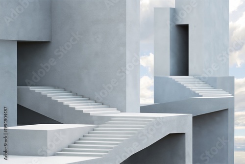 Modern Stairs Create a Unique Architectural Design in a Light Setting