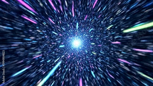 Vibrant cosmic light speed tunnel background.