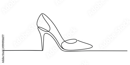 Continuous one line drawing of a high heel shoe