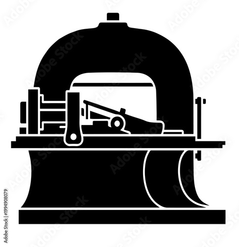 Antique Printing Press Machine Silhouette Icon Vector Illustration for Traditional Typography Journalism and Vintage Publishing Industry Design