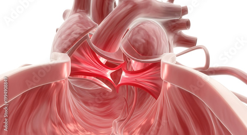 A detailed illustration of the human heart showing its internal structure and muscular walls.