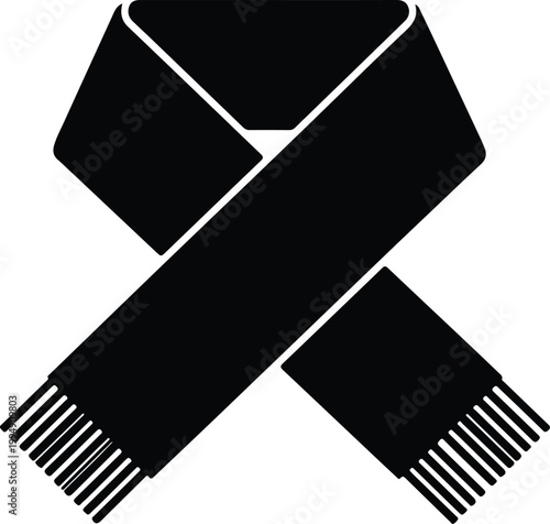 Silhouette black scarf with fringed ends vector design