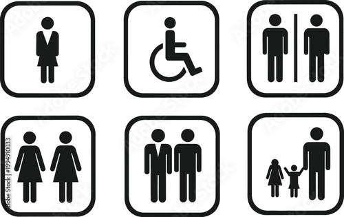 Bathroom signage collection men women family and accessible restrooms