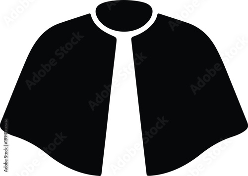 Silhouette of a black cape or cloak with white tie vector design
