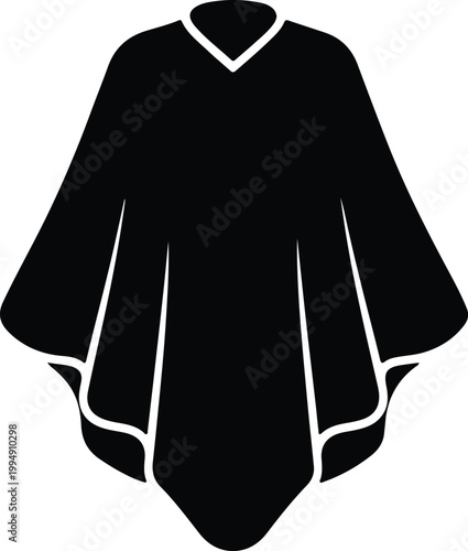 Silhouette of a black poncho outerwear clothing item vector design