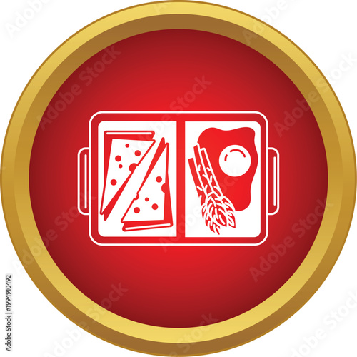 Icon of a lunch box holding a nutritious meal with sandwich, egg, and asparagus