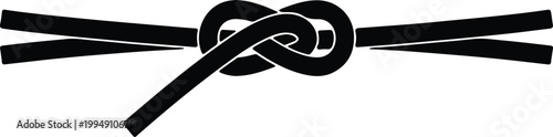 Silhouette of a meticulously tied martial arts belt knot vector design