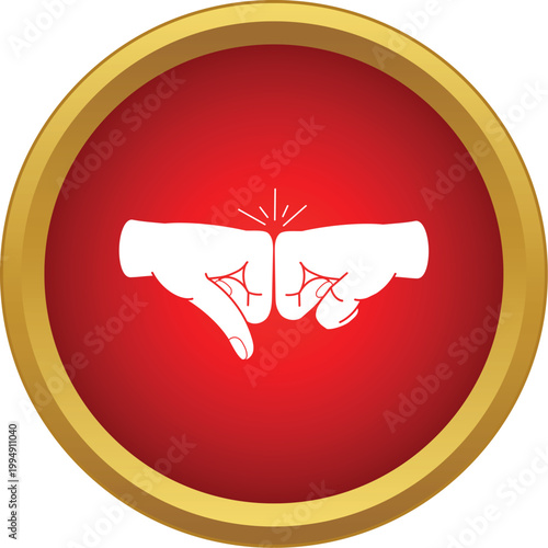 Fist bump symbol representing greeting, solidarity, partnership, and respect on red background