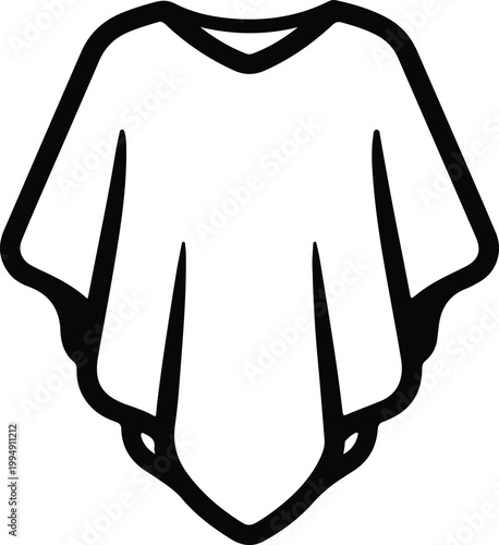 Silhouette of a poncho garment for casual wear fashion vector design