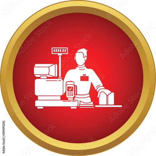 Cashier operator scanning products at a retail grocery store checkout