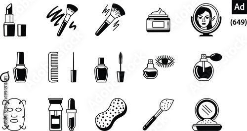 A set of black and white vector icons depicting various sports and fitness related symbols and objects
