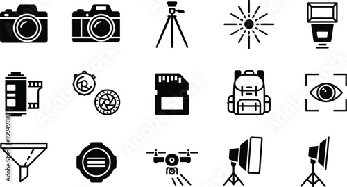 A set of black and white vector icons representing various wellness and mindfulness concepts