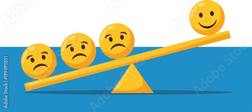 Emotions, Balance, Sad and Happy Faces, Vector Icons, Emoticon Set