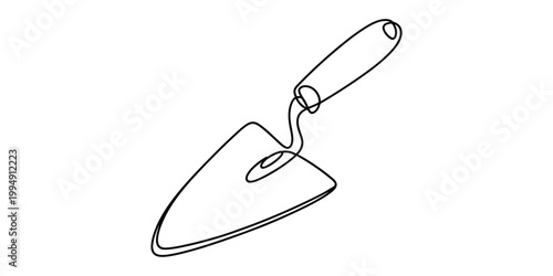 Continuous line drawing of a construction trowel tool