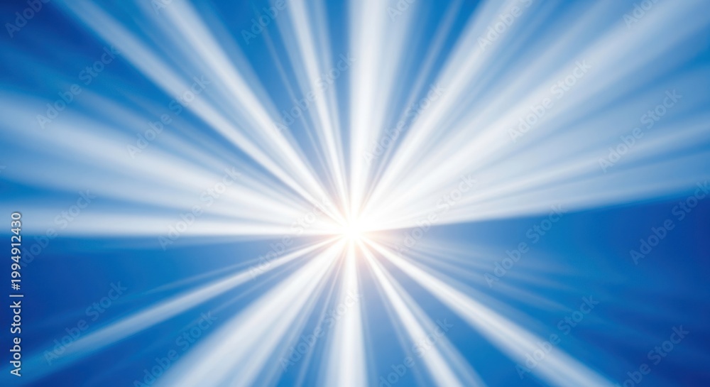 Fototapeta premium Bright light bursting outward in blue rays