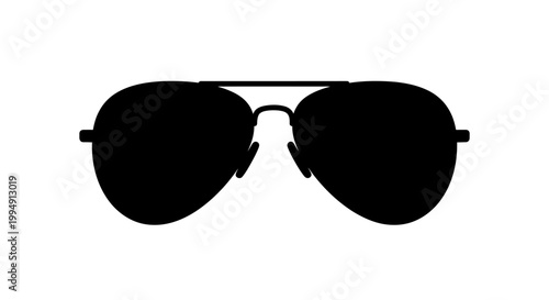 Classic aviator sunglasses depicted as a striking black silhouette