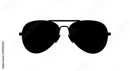 Black aviator sunglasses isolated on a white background silhouette