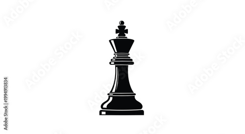 A stark black and white illustration depicts a chess king piece prominently displayed against a white background