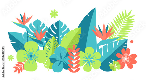 Vibrant, stylized floral elements create a fresh, modern aesthetic. Suitable for website backgrounds, social media graphics, or marketing materials co