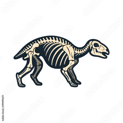 Dinosaur Skeleton Fossil Vector Illustration