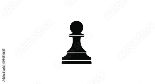 A stark silhouetted image displays a single black chess pawn against a clean white background high quality professional