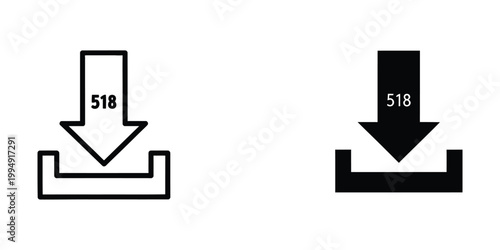 Comparison of two different download button designs with the number 518 displayed