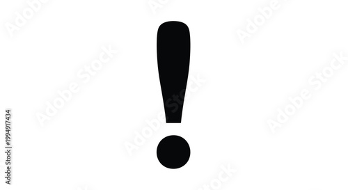 A stark black exclamation point stands out against a plain white background conveying emphasis or warning high quality