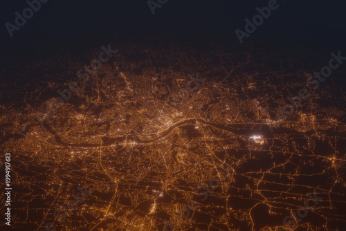 Foto Aerial shot on Springfield (Massachusets, USA) at night, view from west
