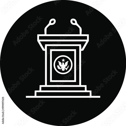 Public podium filled style icon