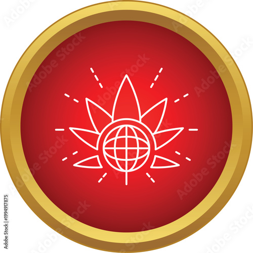 Cannabis leaf and globe icon representing worldwide legalization and medical use