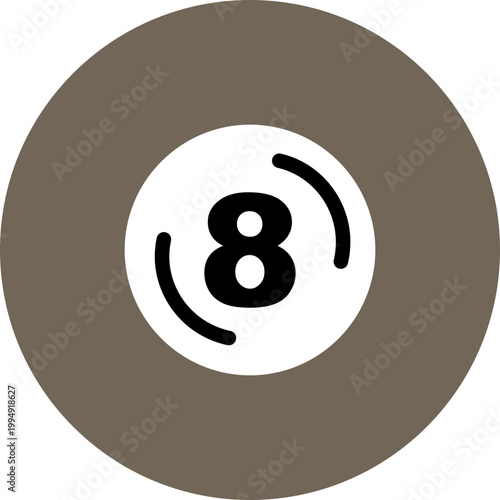 Eight ball icon. Professional billiard game equipment symbol isolated on transparent background. Graphic vector illustration for pool and snooker leisure activities.