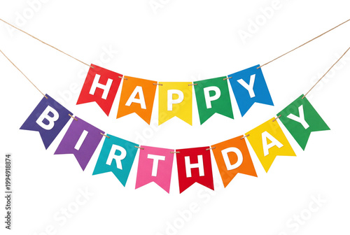 Colorful happy birthday bunting banner decoration