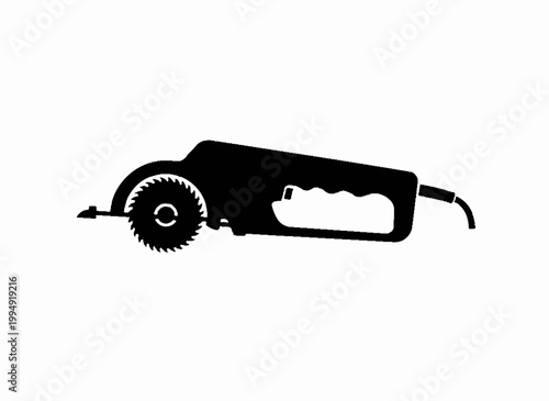 Circular Saw Silhouette: This image features a stark silhouette of a circular saw, ready for action. Designed for precision and power.