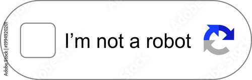 Captcha verification icon with checkbox. I'm not a robot icon. User interface security elements for website login and bot protection. Cybersecurity validation button design.