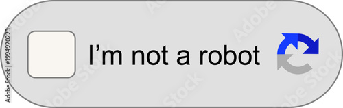Captcha verification icon with checkbox. I'm not a robot icon. User interface security elements for website login and bot protection. Cybersecurity validation button design.