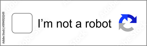 Captcha verification icon with checkbox. I'm not a robot icon. User interface security elements for website login and bot protection. Cybersecurity validation button design.