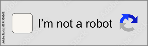 Captcha verification icon with checkbox. I'm not a robot icon. User interface security elements for website login and bot protection. Cybersecurity validation button design.