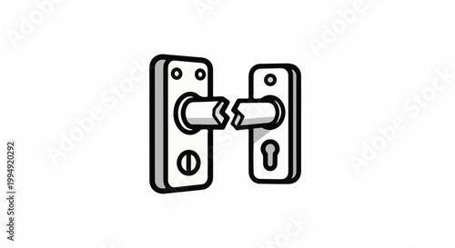 Two broken door handles, one with a lock