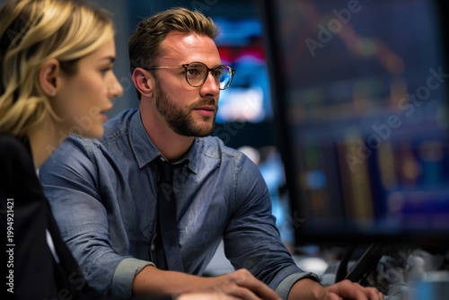 Business Team Works on Financial Data in Office During Daytime