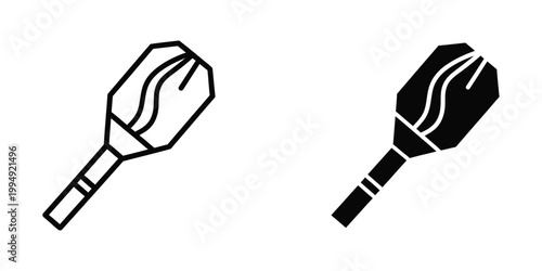 Foto Two stylized depictions of a spatula and a ladle with contrasting fill designs