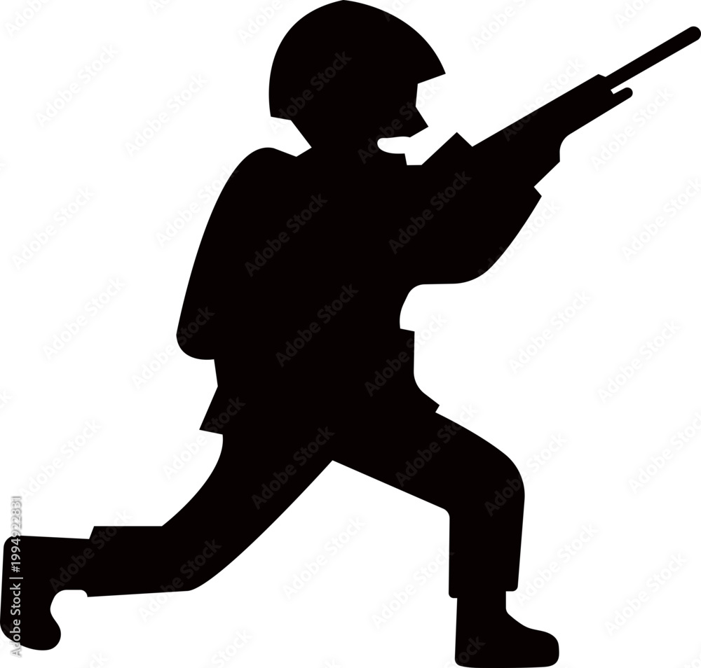 Obraz premium Military soldier combat action silhouette