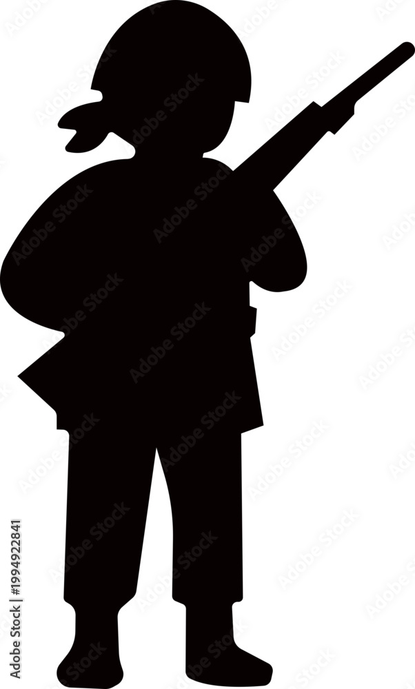 Obraz premium Military soldier silhouette standing guard